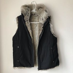 Weatherproof Reversible Faux Fur Zipper Vest